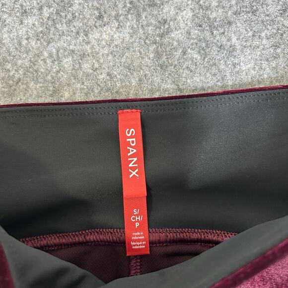 SPANX Velvet leggings Women's Small Rich Burgundy Pull On High Waist stretch - Picture 5 of 9